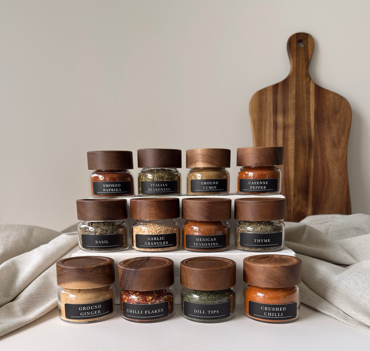 Acacia Collection | Small Spice Jar Set – 12 Piece